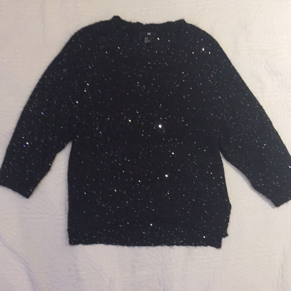 H&M Black Lightweight Sweater With Sequins